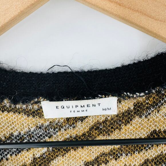 Equipment Femme Mohair Wool Blend Animal Print Longline Cardigan M - Picture 3 of 7